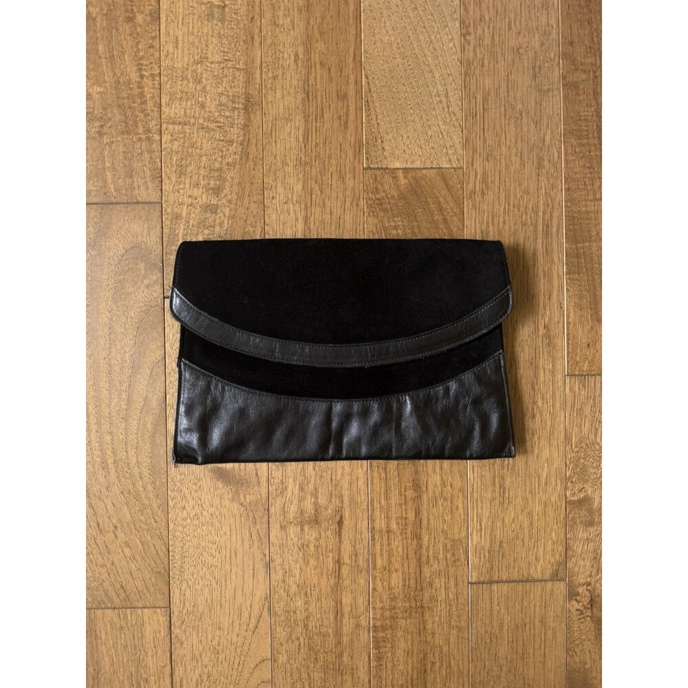 Vintage 1950s Suede Leather Clutch Purse YKK Zipper Evening Bag